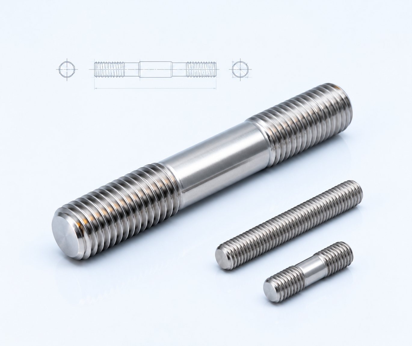 Stainless steel double-end studs and threaded rods