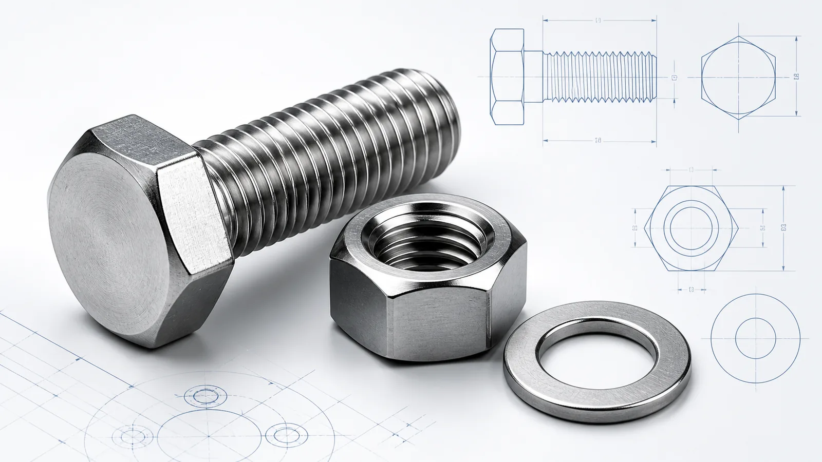 Stainless steel nuts and washers for industrial fastening